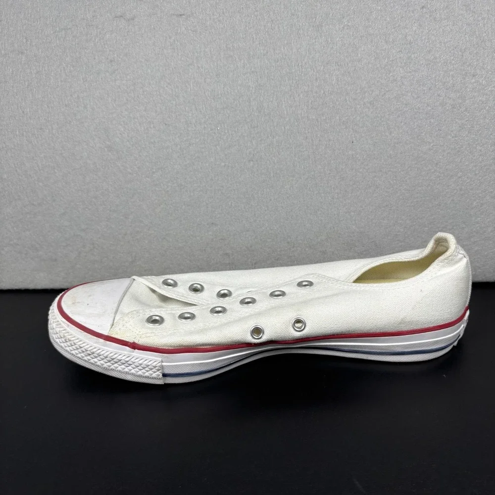 Converse Chuck Taylor All Star Slip On White Canvas Shoes Mens 8 Womens 10 READ